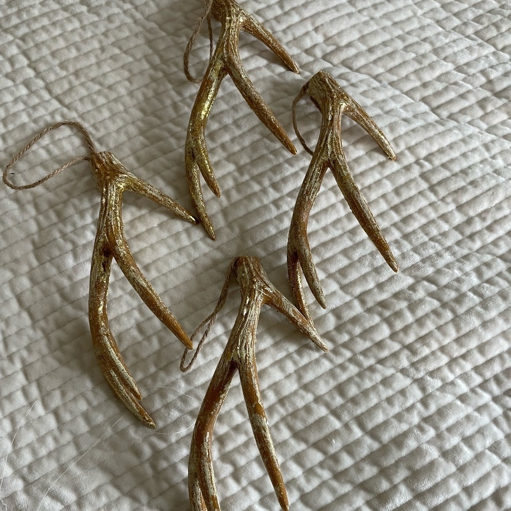 Source Unknown Metallic Gold Antler Hanging Ornaments
